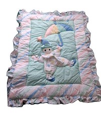 Vintage Padded Clown Wall Quilt Nursery Baby Decor Cotton 90's Crib Blanket