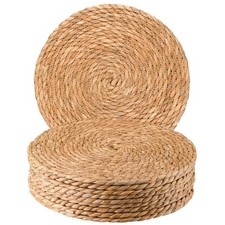 Round Woven Placemats 13.8 Inch Set of 10 - Boho Rattan Placemat Natural Wate...