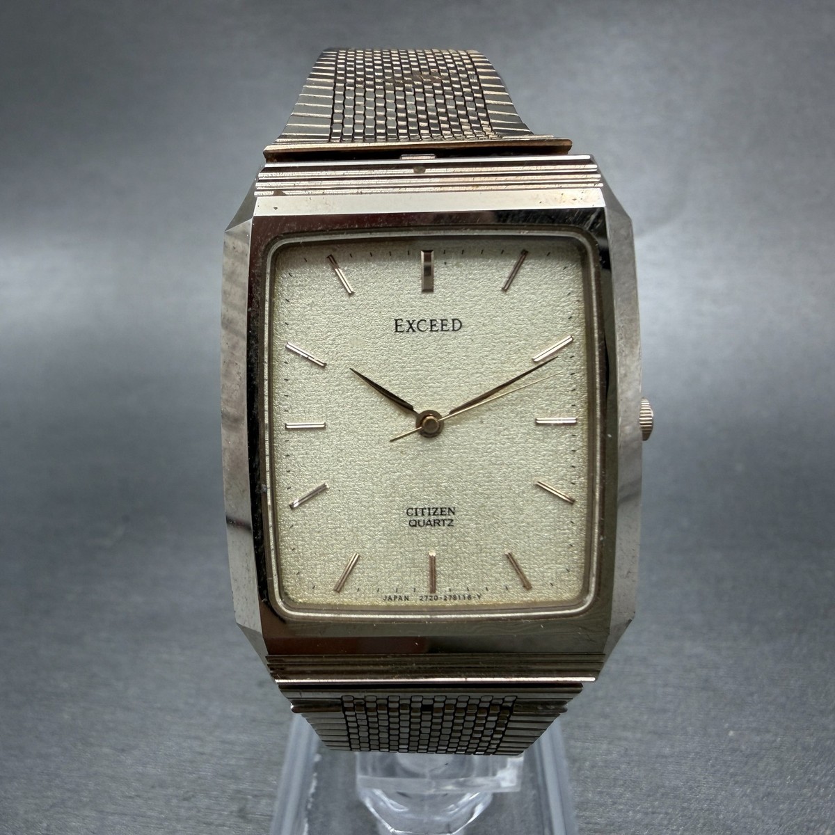 Citizen Exceed Tank Watch Men 28mm Champagne Dial Gold Tone
