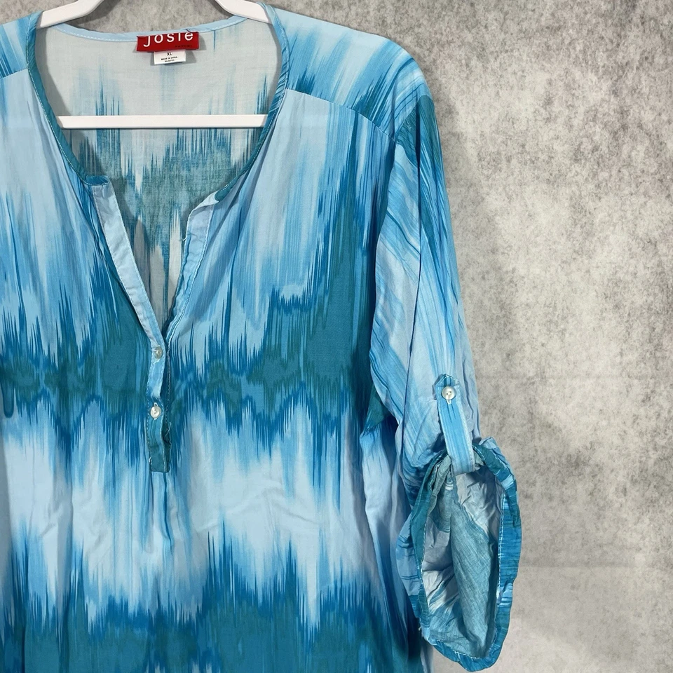 Camisa para dormir Josie Natori Challis para mujer talla XL azul verde. Foto 4 de 4