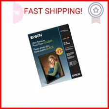 Epson Ultra Premium Photo Paper Glossy, Letter, 8.5 x 11, 25 Sheets (S042182), W
