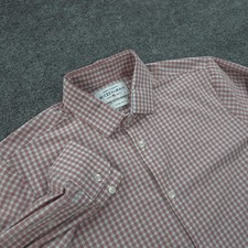 Mizzen Main Shirt Mens XL Red Gingham Leeward Trim Fit Stretch Dress Business