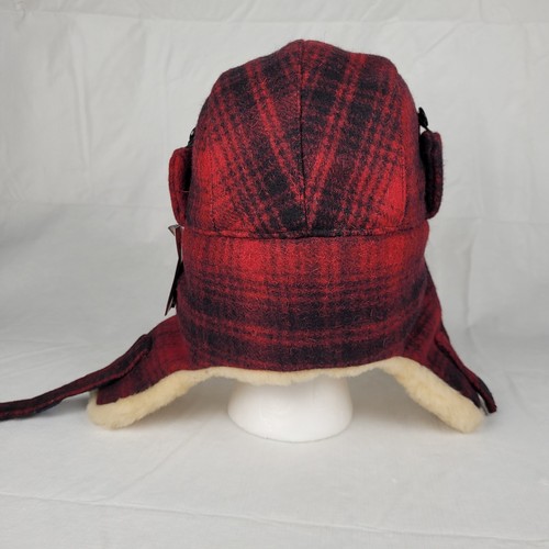 NEW Woolrich Red Plaid Wool Shearling Lined Winter Hunter Trapper Hat Adult Lrg - Picture 5 of 9