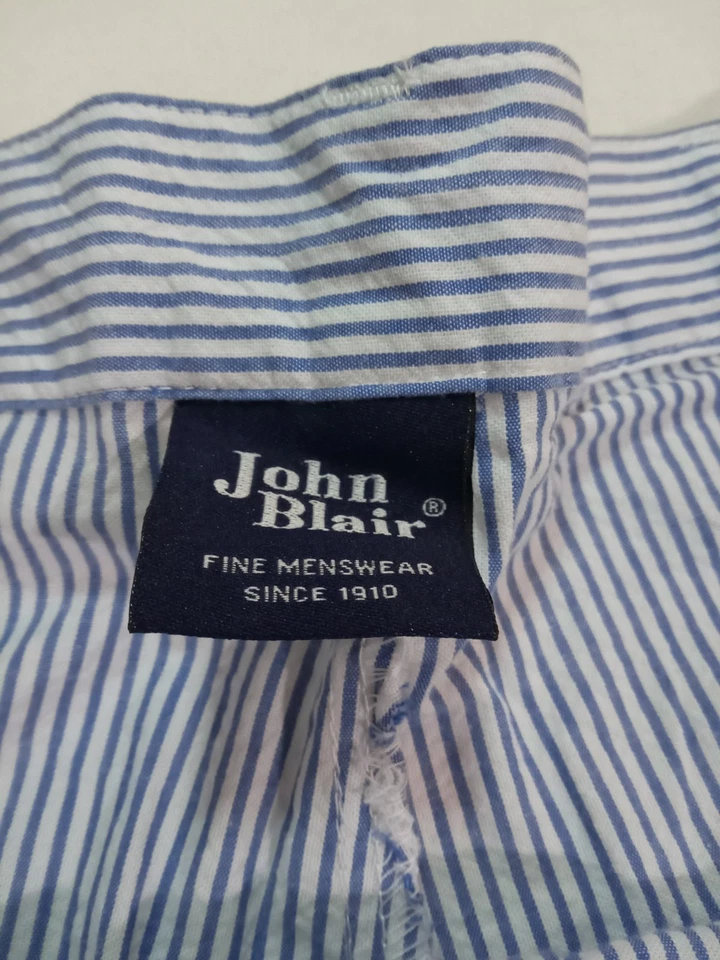 Pantalones Cortos JOHN BLAIR 42 Para Hombre Azul Blanco Rayas Algodón Bolsillos 8" Náutico  Foto 4 de 4