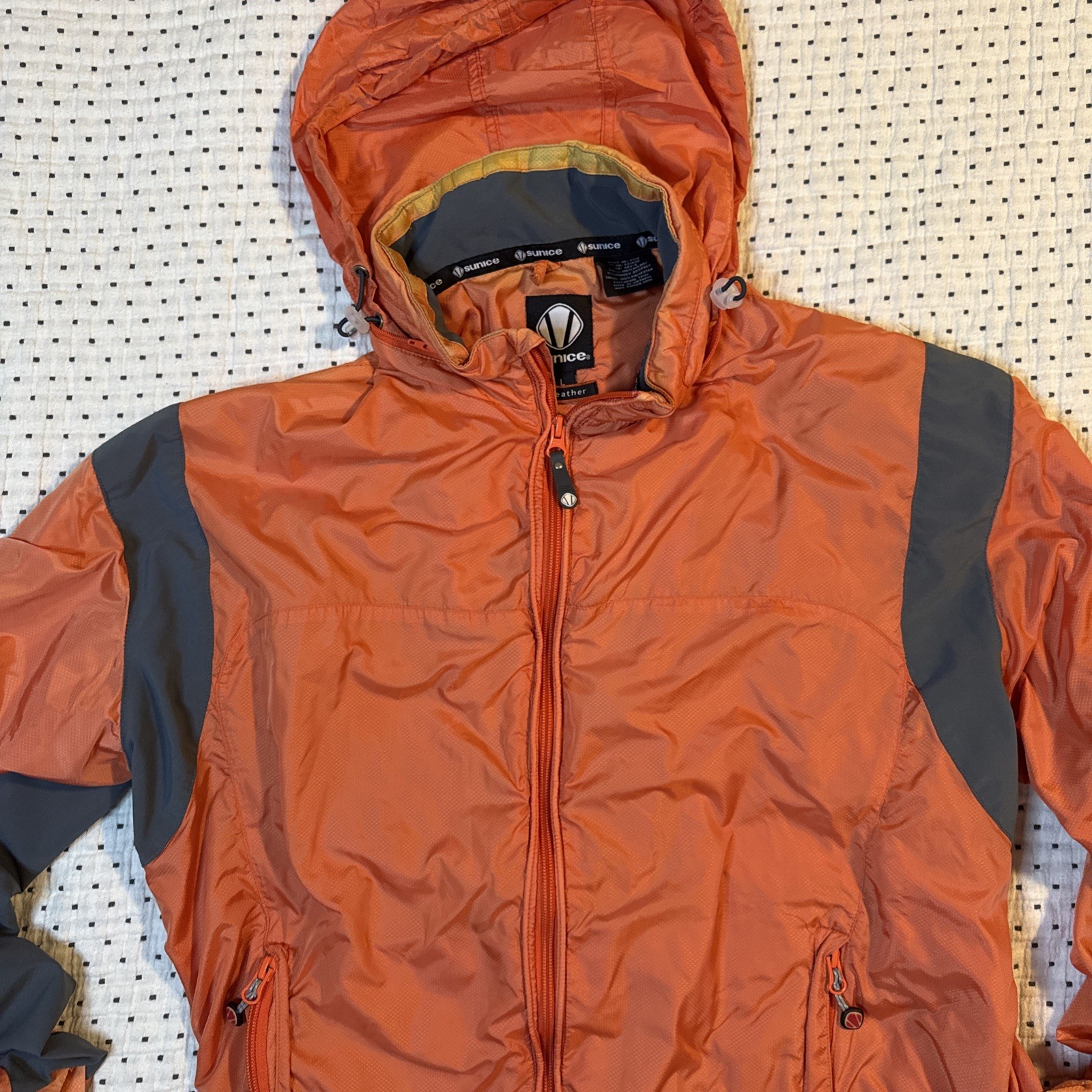 Sunice Weather Jacket Men's Large Orange Full Zip Packable H