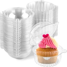 100 Pack Individual Cupcake Containers, Clear Plastic Cupcake Holders with Dome