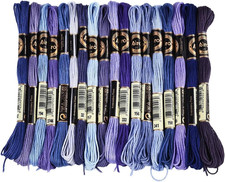 18 Skeins 6 Strands Blue Cross Stitch Thread Variegated Gradient Embroidery Flos