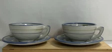 Louisville Stoneware 2 Soup Mugs with 2 Under Plates