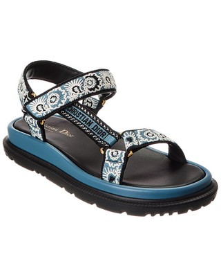 Dior D-Wave Canvas Sandal Women's Blue 36