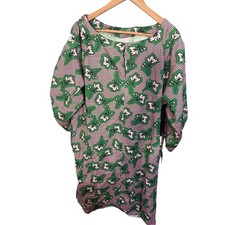 ELOQUII Floral Striped Green Pink 3/4 Sleeve Midi Dress Size 22