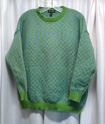 Qed London Women's Size M Blue Green Check Sweater Abstract