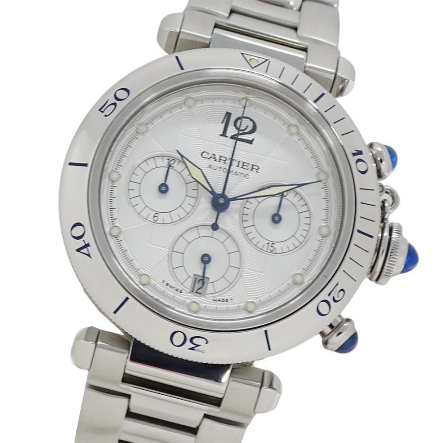 CARTIER Pasha Chronograph W31030H3 SS Silver Automatic #050