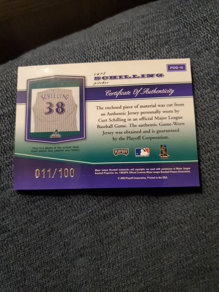 2002 Playoff Piece of the Game - Materials Curt Schilling #POG-18 (MEM) 011/100 - Image 4 of 4