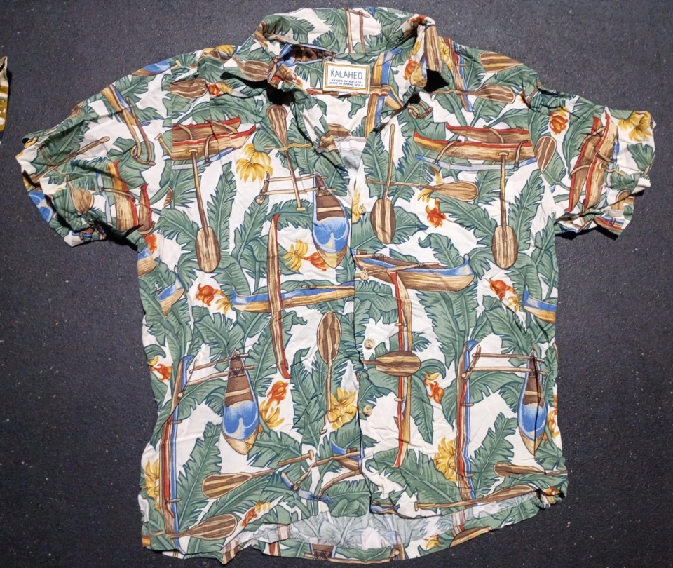 Lote De Colección 7 CAMISAS HAWAIANAS REALES M-L Kalaheo Live Aikane KY'S descalzo en el paraíso Foto 4 de 4