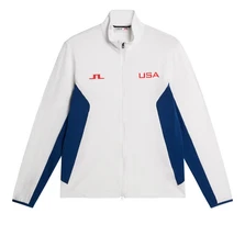 J. LINDEBERG CONSTANTIN FULL ZIP MID LAYER MEN'S MEDIUM WHITE USA GOLF NEW NWT