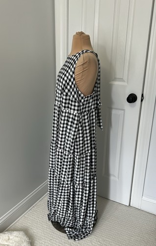 Torrid Maxi Neckholder Stufenkleid schwarz weiß Gingham Größe Torrid0/12/L Neu mit Etikett - Bild 6 von 11