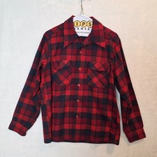 Vintage 70s Pendleton Wool Board Shirt Mens M Plaid Red Blue Loop USA