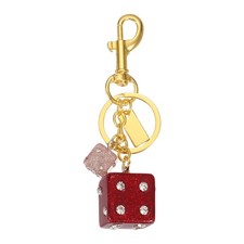 Dice Keychain Charm Red Pink Irregular Dice Irregular Dice