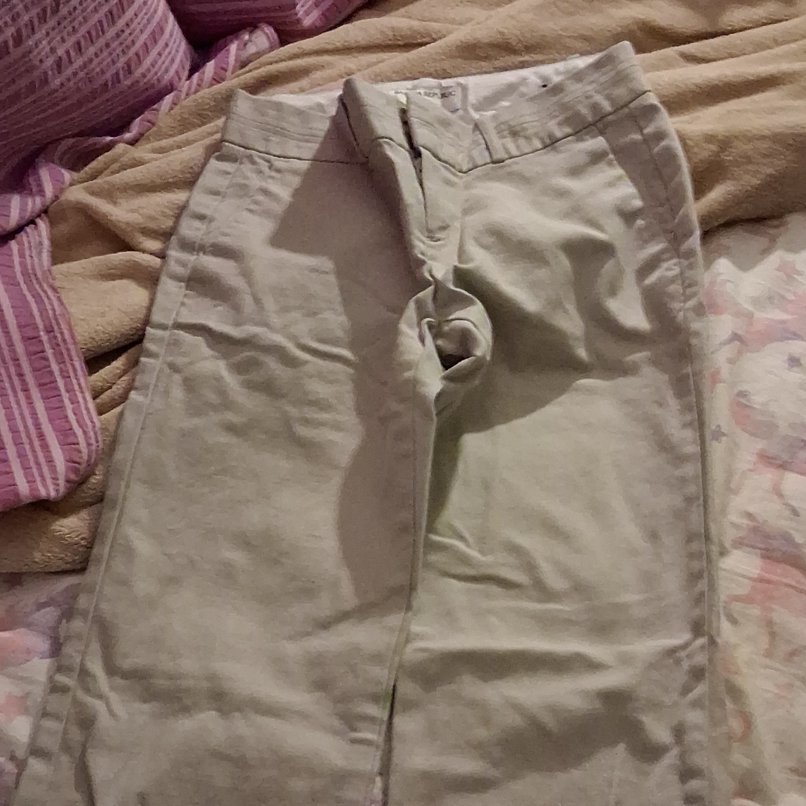 Banana Republic Women's Beige Martin Fit Pants Flat Front Zip Closure