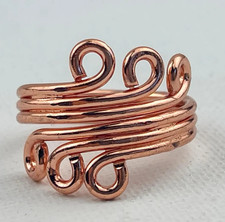 Solid Copper Brass Minimalist Healing Handmade Unisex Ring, Adjustable