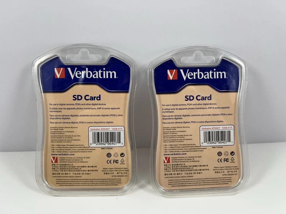 2 New factory sealed Verbatim 2GB SD Card Compact Flash Drone Photo Camera - Image 2 of 2