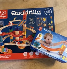 Hape Quadrilla Super Spiralburg + Erweiterung Kugelbahn Murmelbahn Wie NEU OVP