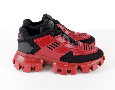 PRADA Cloudbust Thunder Size US 8.5; IT 38.5 Black Mesh Red Rubber Sneakers