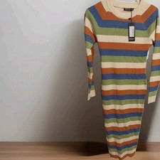 Nasty Gal Womens Striped Colour Block Knitted Midi Dress Size 6 NWT Party Dress