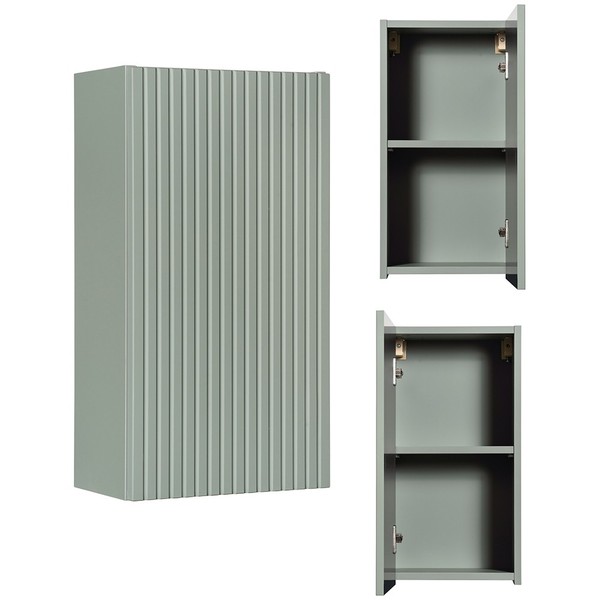 Badezimmer Badschrank HäNgeschrank 30Cm, GrüN, Gerillte Front-image