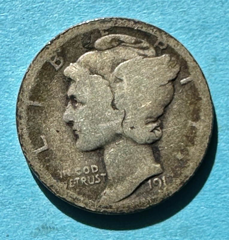 1917 Mercury Dime. 90% Silver. Good Condition. Charity Auction/Animal Rescue.