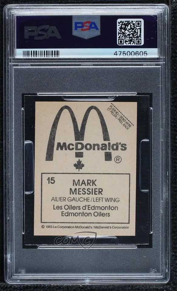 1982-83 McDonald's Stickers Mark Messier #15 PSA 9 MINT HOF - Image 2 of 2