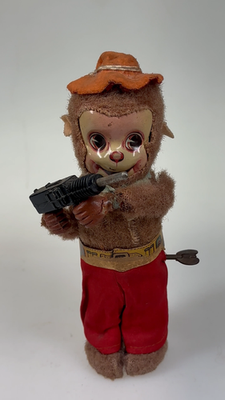Vintage 1960's MONKEY SHOOTS MACHINE GUN Wind Up Toy Japan | eBay