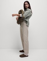 Marks & Spencer Womens Cotton Ankle grazer Trousers in Light Beige - M&S