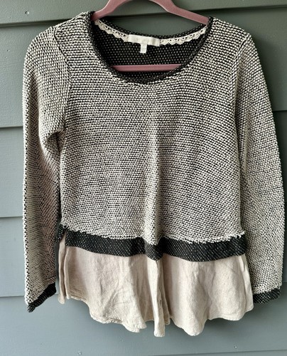Eri & Ali Sz S Textured Layered Look Pullover Top Anthropologie Style