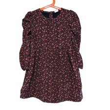 Baby Gap Dress Girls Size 5 Ditzy Floral Long Puff Sleeve Corduroy Fall Cottage