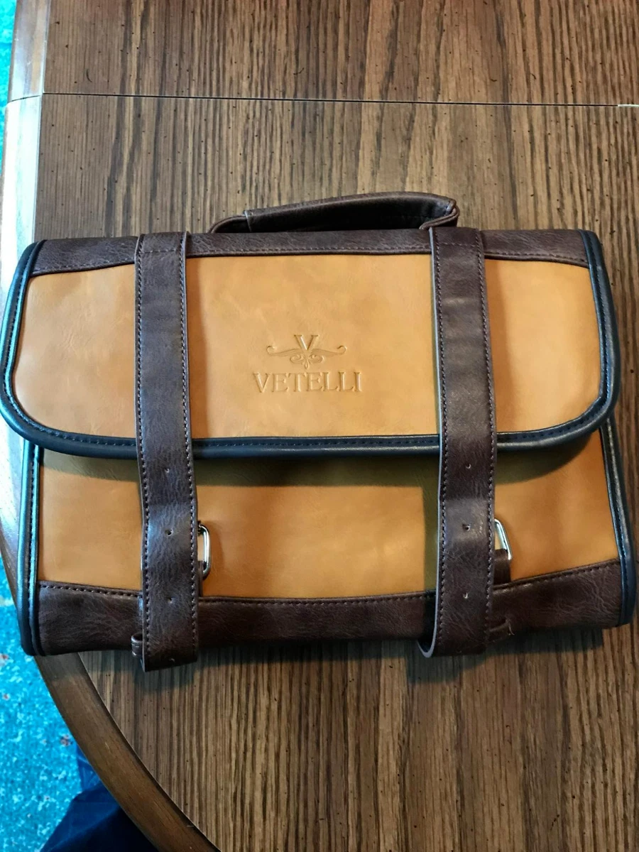 Vetelli Leather Toiletry Bag For Men Hanging Travel Dad Husband