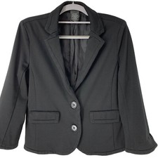Women s Covington Black Crop Blazer 3/4 Sleeve Size Small Washable Career 5102