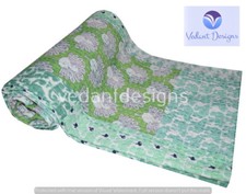 Indian Vintage Quilt Kantha Patchwork Bedspread Cotton Blanket Ralli Gudari