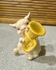 Vintage Goebel Ceramic Pig Playing Euphonium Baritone, 4” West Germany 33133