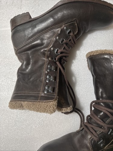 NDC N.D.C WHITESTAR R' CUSNA BOOTIE BROWN LEATHER COMBAT BOOTS EU 38 US 8 Sherpa - Picture 2 of 16