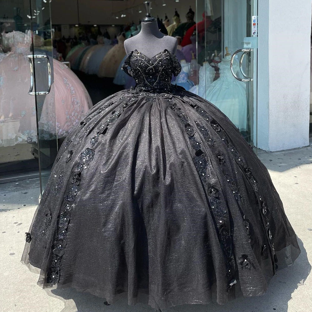 black quinceanera dress