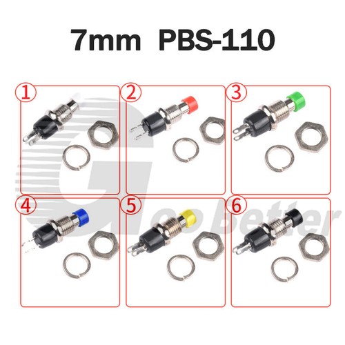 7mm Mini Push Button Switch Momentary On Off Red Black Yellow Blue Green White - Picture 11 of 18