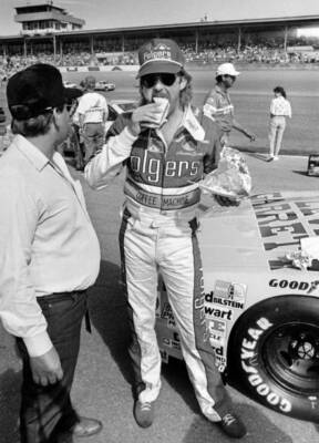 Tim Richmond Eats A Sandwich As He Stands Beside His Racecar 1987 OLD PHOTO 1
