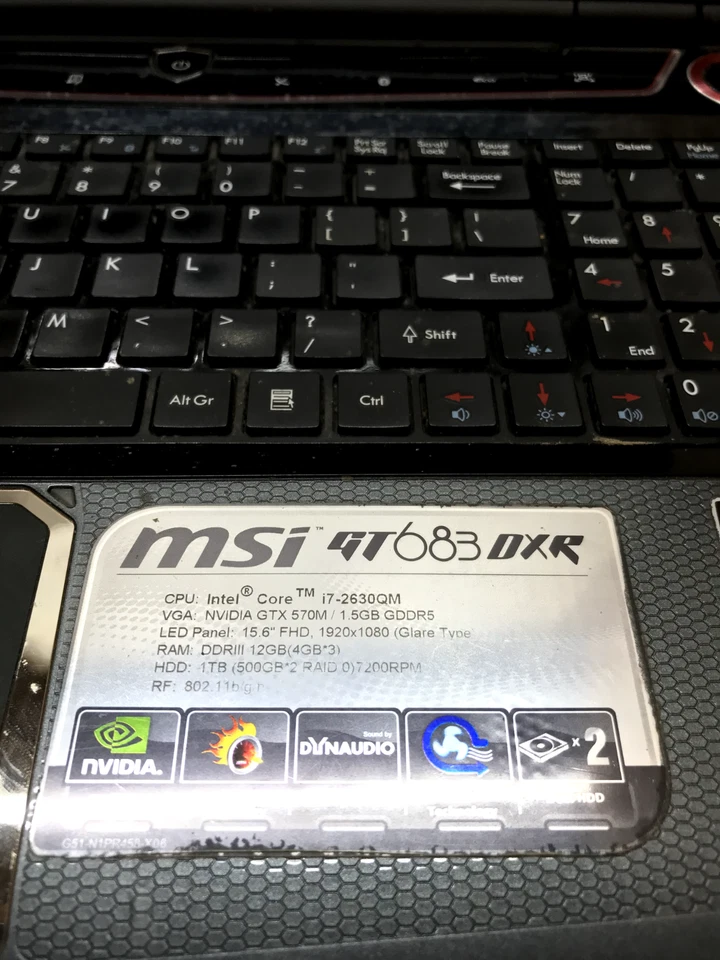 MSI GT683DX(GT683DXR) Intel Core i7-2630QM 2.0GHz 4GB RAM GTX570M POWER DEAD -DW - Image 2 of 4