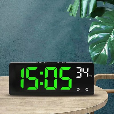 LED Large Digital Alarm Clock Temperature Voice Control Dual Alarm Snooze 12/24H