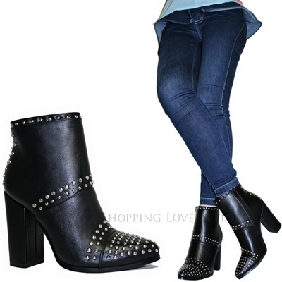 stivaletti con tacco e borchie