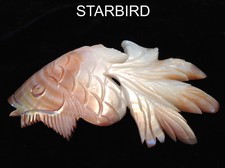 PINK CARVED FISH MOTHER OF PEARL CLAM SEA SHELL HAIR BARRETTE 80's VINTAGE