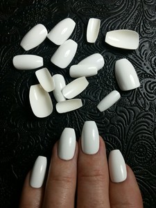 20 Bright Blanco Gel Polish Nails Gloss White Medium Ballerina