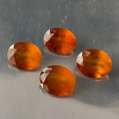 11X9 MM Oval Natural Hessonite Garnet Faceted Untreated Loose Gemstone 4 Piece