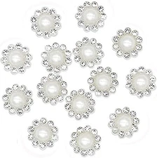 8pc 14mm RHINESTONE PEARL STUD Shoe Charms for Crocs & Shoe Laces